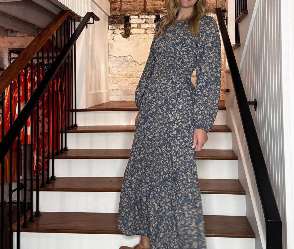 NEW JODIFL smocked waist midi dress in blue